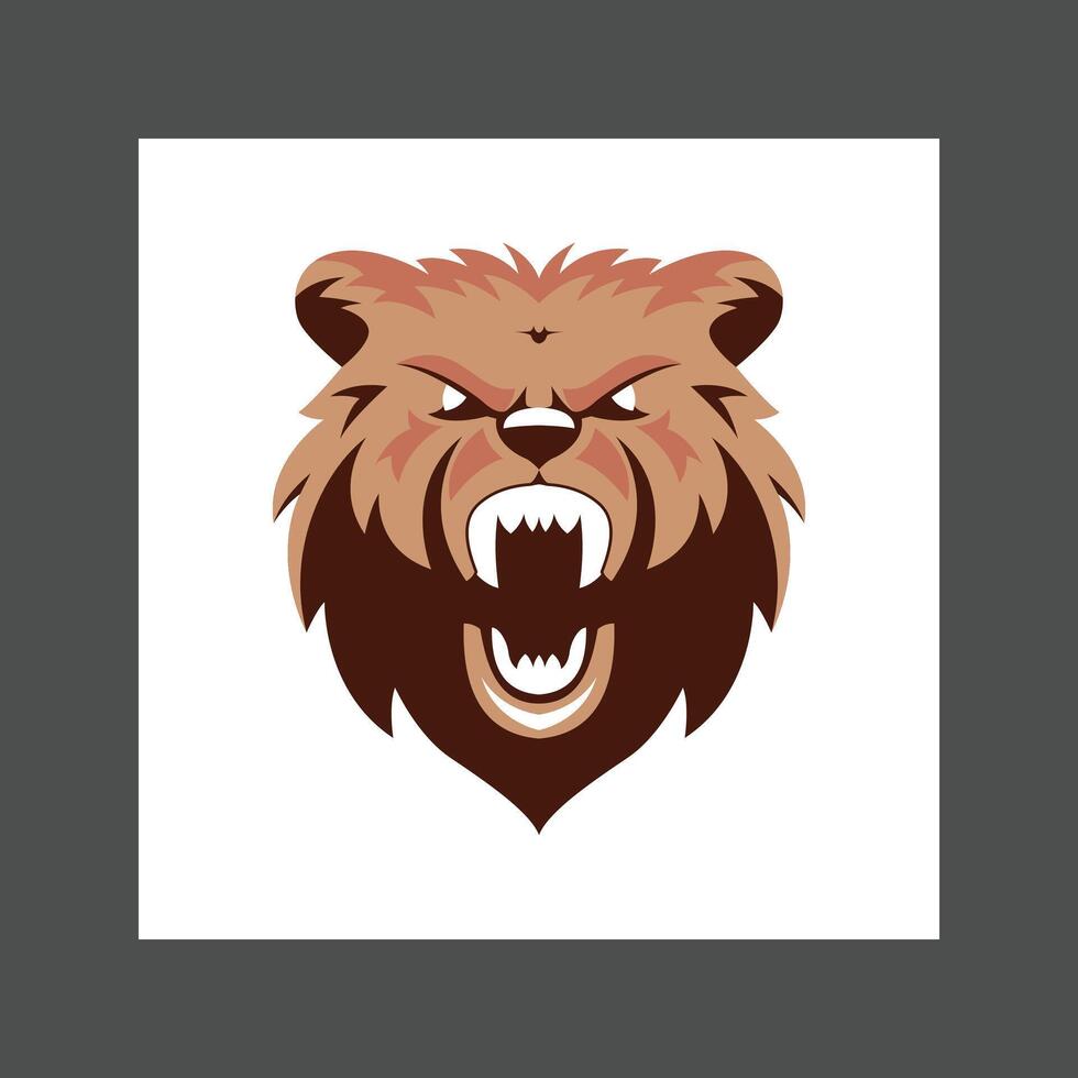 Angry brown bear with sharp teeth and fierce expression, against a plain white background vector