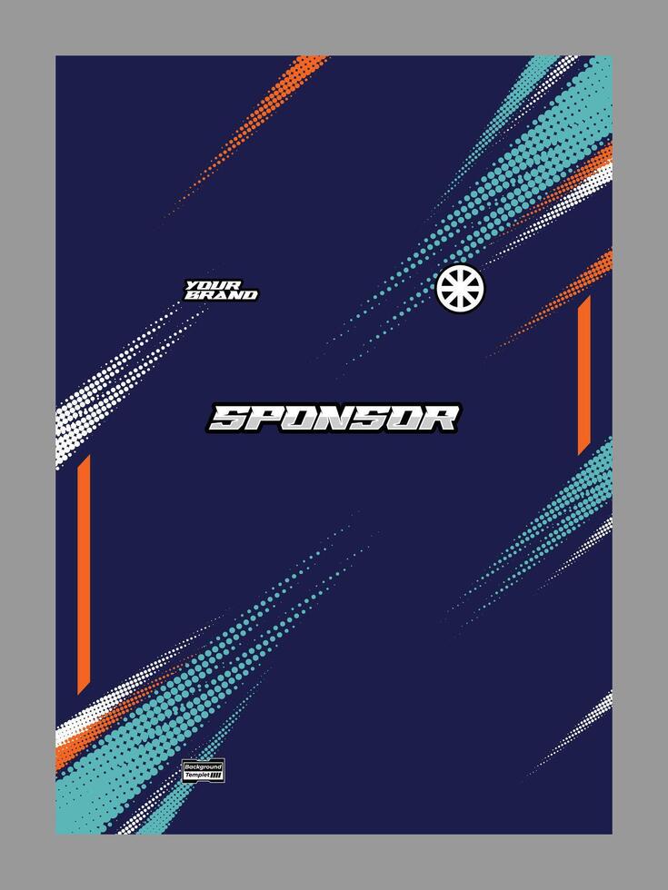 A dark blue jersey with abstract geometric patterns in orange, teal, and white vector