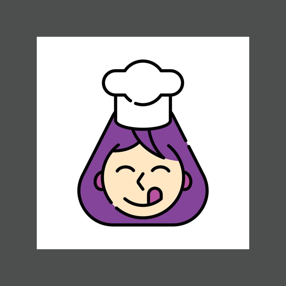 A smiling purple cartoon character wearing a chef's hat vector