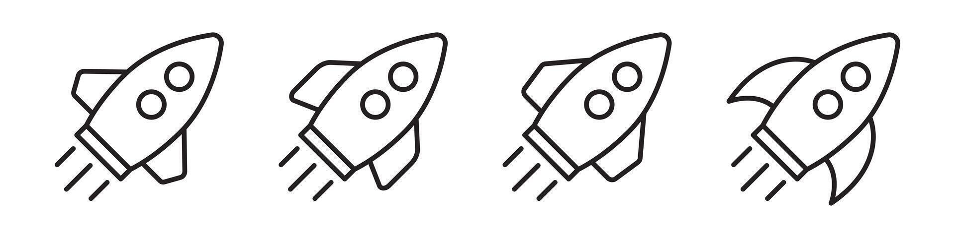 Rocket icon. Rocket launch line icon. Flying rocket icon. vector