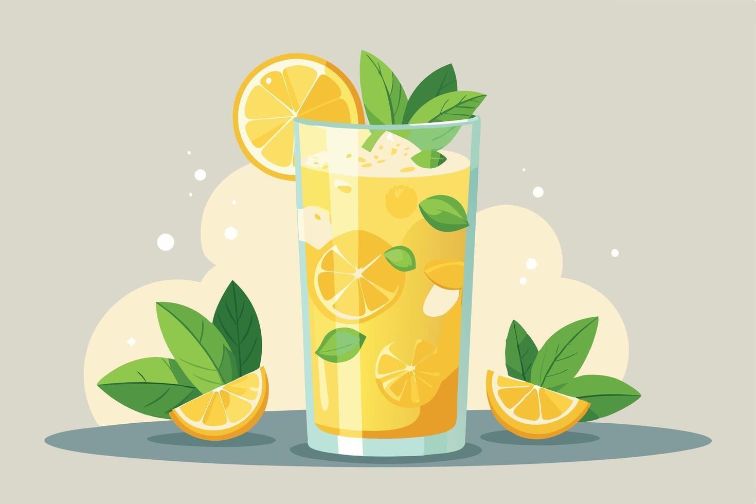 Glass cup with lemonade and straw vector