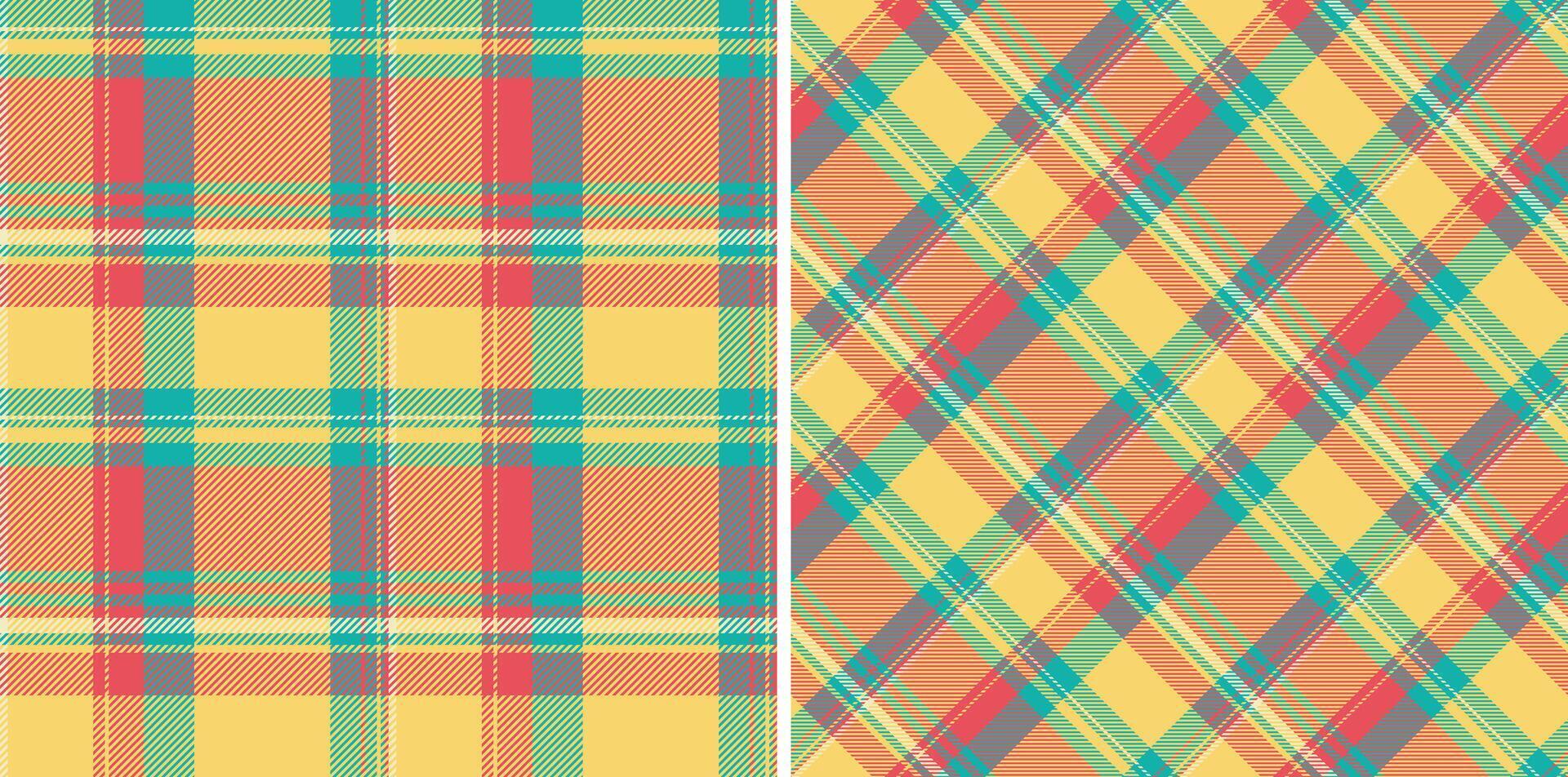 Texture fabric of background seamless plaid with a check pattern textile tartan. Set in rainbow colors. Stylish scarves for women. vector