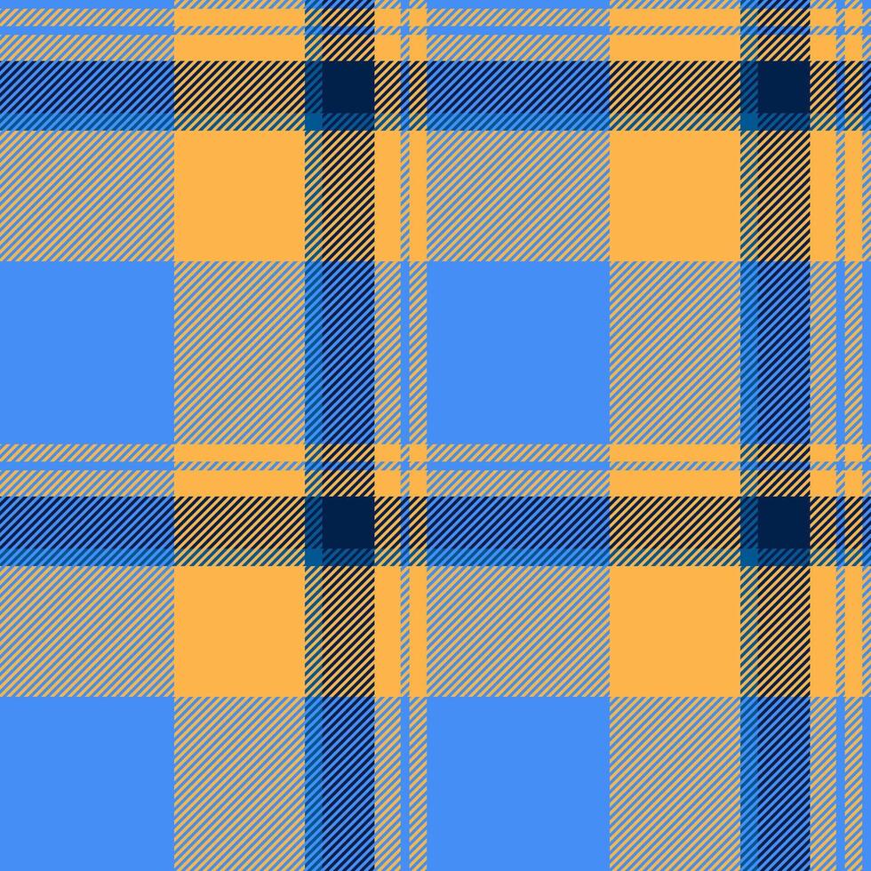 Age seamless tartan , tie textile fabric background. Premium plaid texture pattern check in blue and amber colors. vector