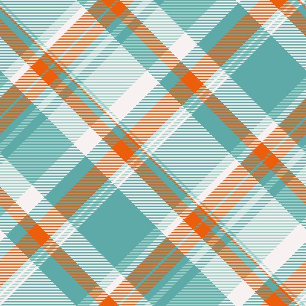 Scottish pattern tartan fabric, flooring check textile plaid. Woven background texture seamless in white and teal colors. vector