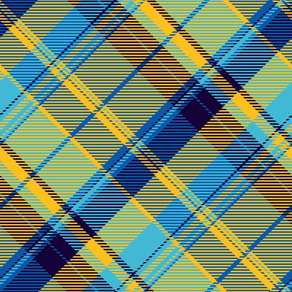 Wrapping plaid background fabric, mexican check textile seamless. Checks tartan texture pattern in cyan and amber colors. vector