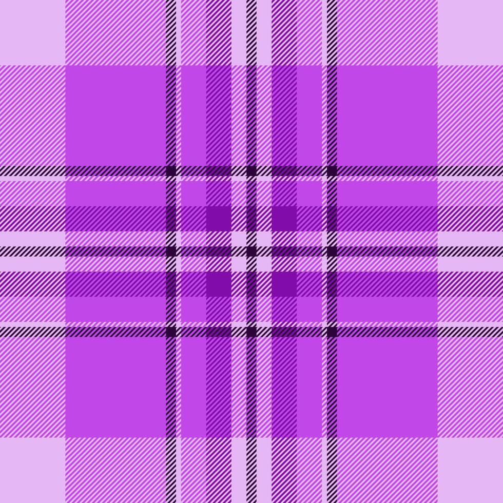 Tailor check texture pattern, perfection plaid textile fabric. Strip background tartan seamless in purple and light colors. vector