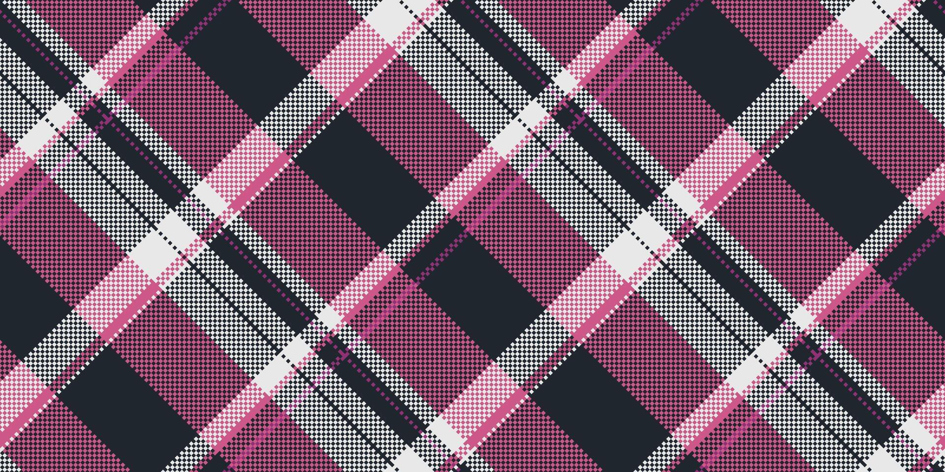 Scenery plaid pattern textile, madras seamless background fabric. Coat tartan check texture in dark and pink colors. vector