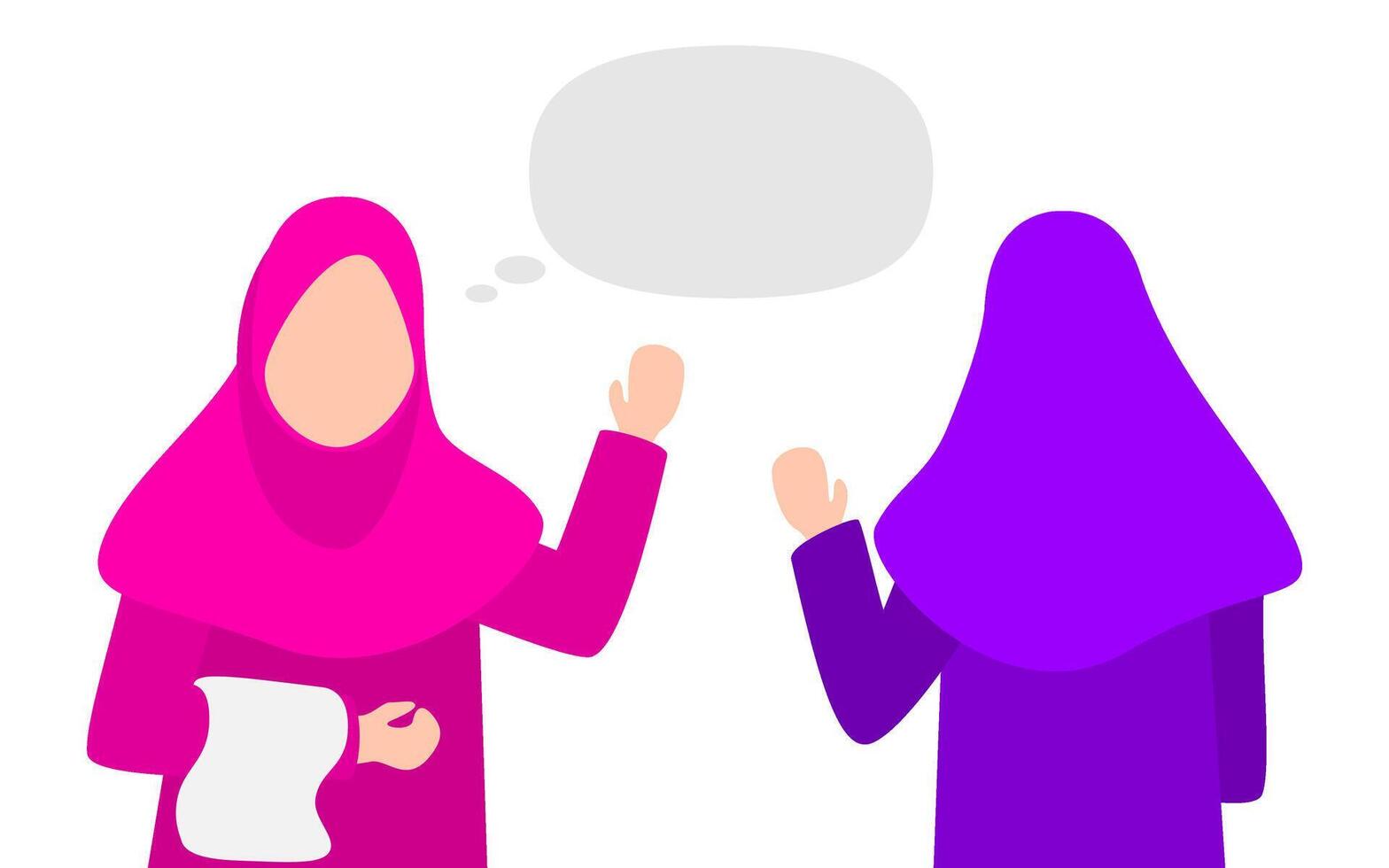 Flat Illustration Muslim Women Chatting on The Street After Tarawih Prayers vector