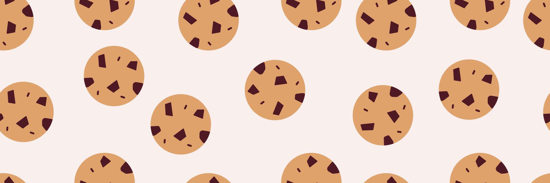 American Cookie seamless pattern. Biscuit with crips. Sweet pastry print for cafe and bakery vector