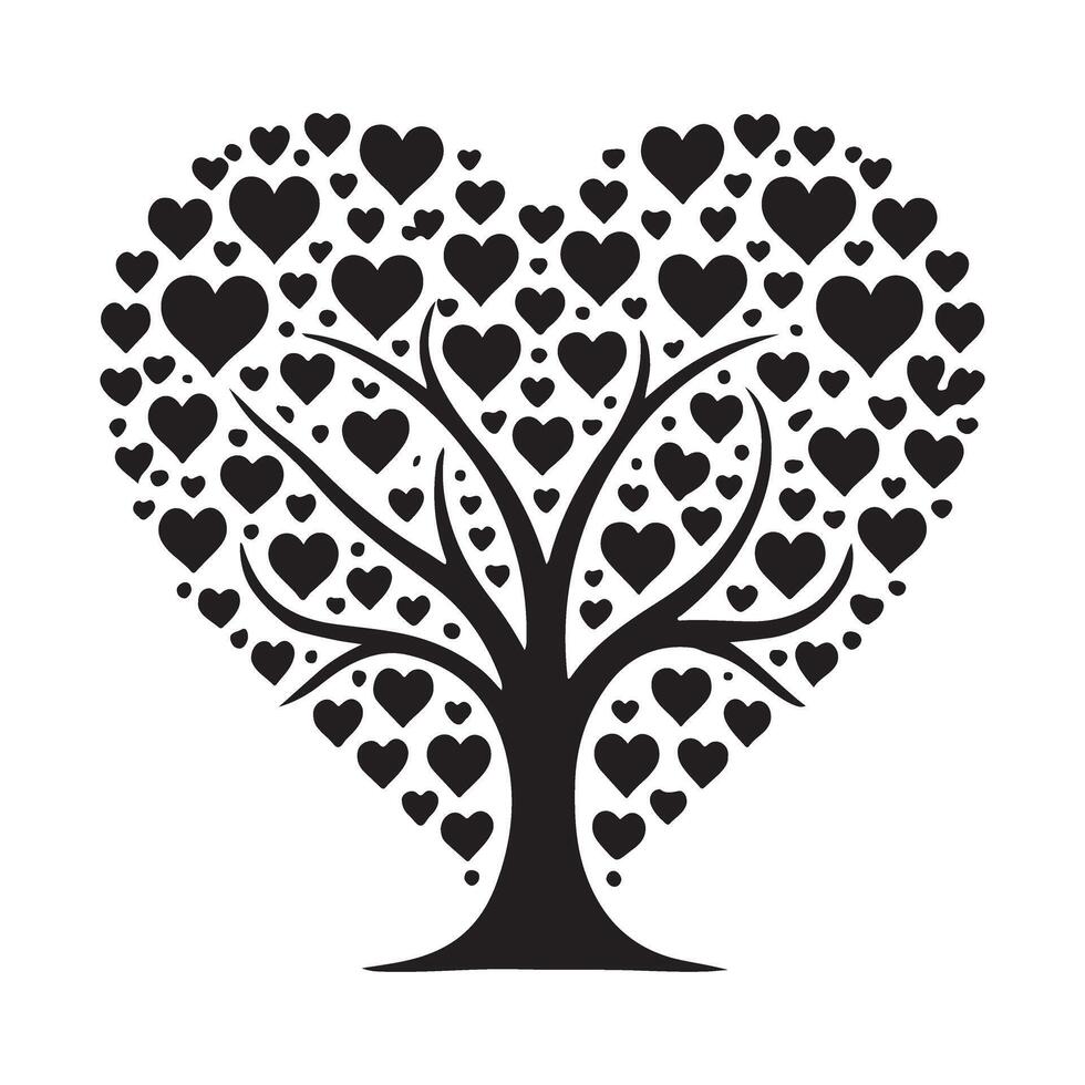 Intricate Heart Tree Silhouette Art vector