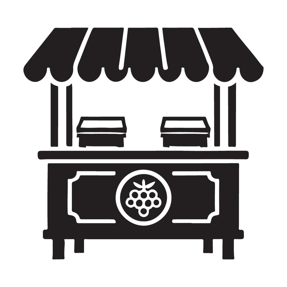 Fruit Stand Silhouette Icon for Farmers Market vector