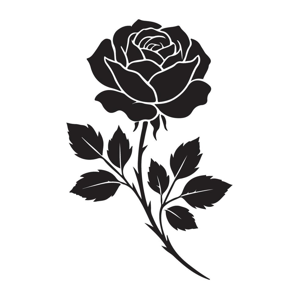 Elegant Single Rose Silhouette Illustration vector