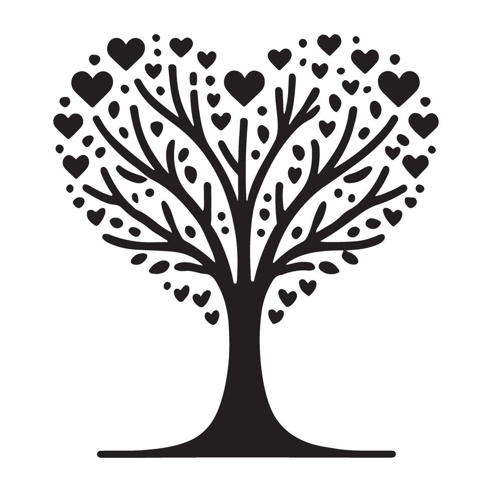 Unique Heart-Shaped Tree Silhouette Design vector