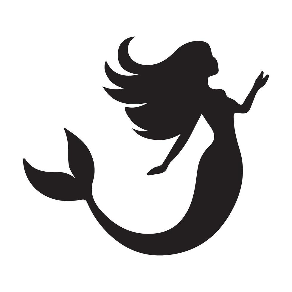 Graceful Mermaid Silhouette Illustration Design vector
