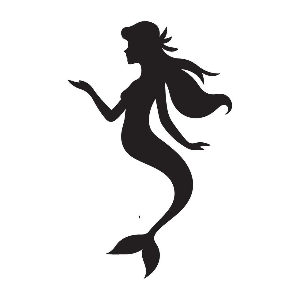 Graceful Mermaid Silhouette Illustration vector