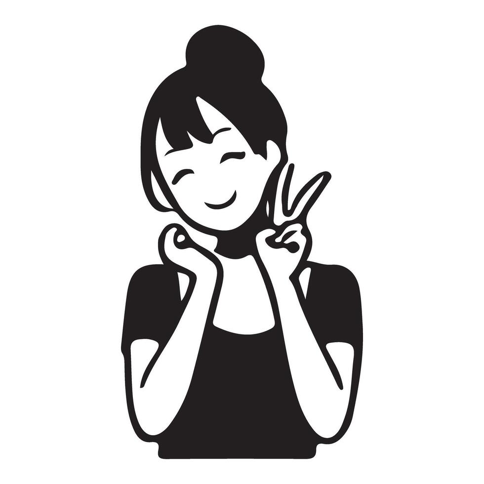 Happy Woman with Peace Sign Illustration vector
