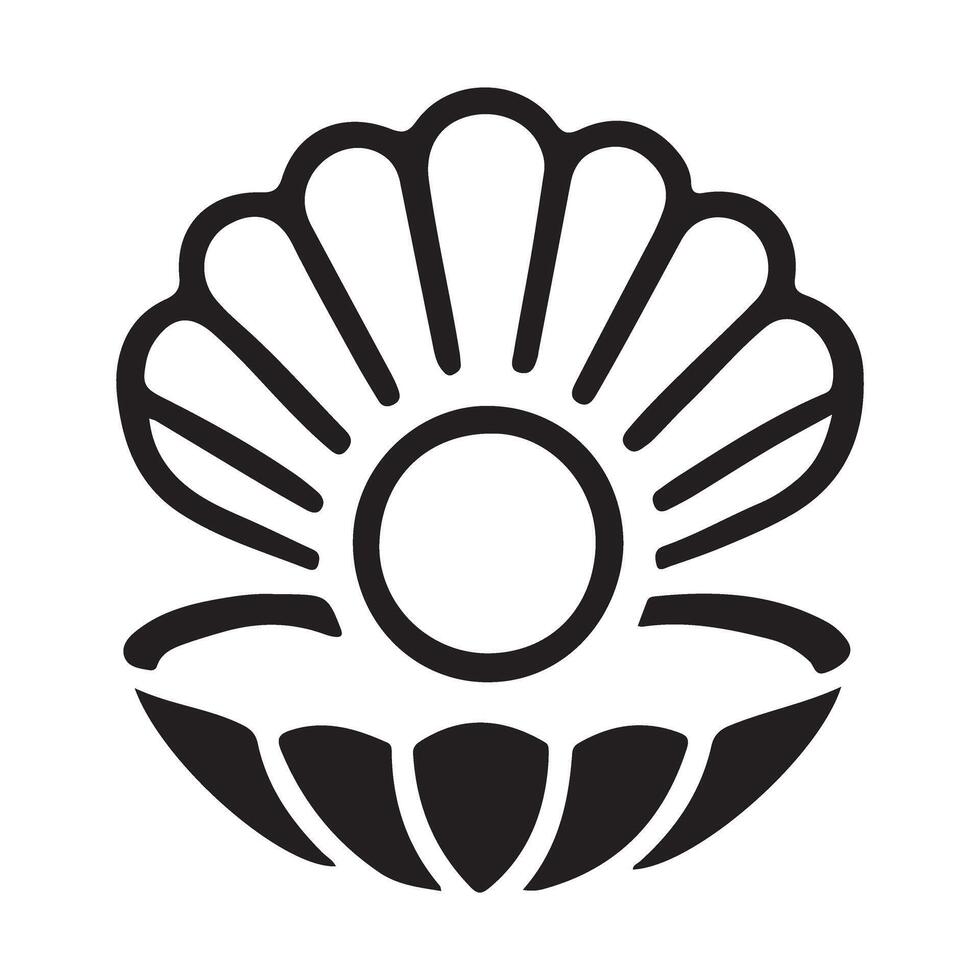 Stunning Black Pearl in Shell Silhouette vector