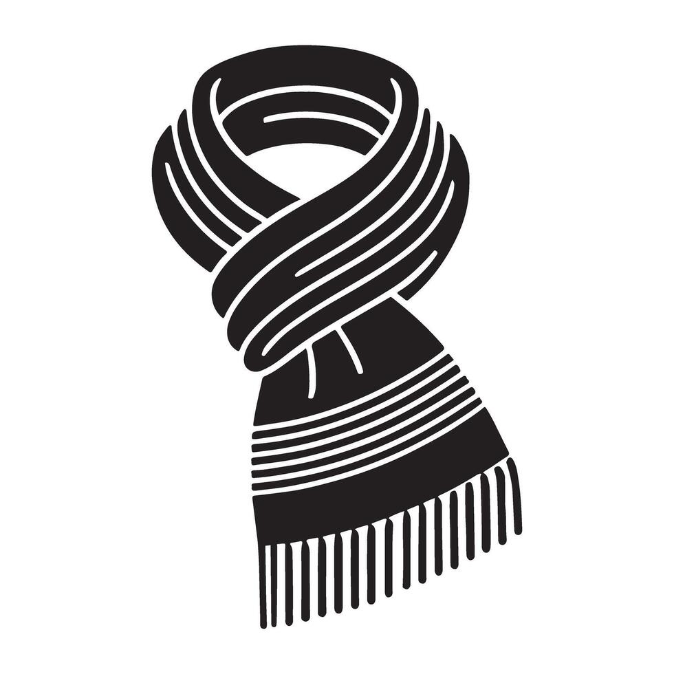 Stylish Winter Scarf Silhouette Graphic vector