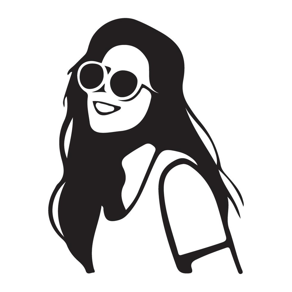 Stylish Woman with Sunglasses Silhouette Illustration vector