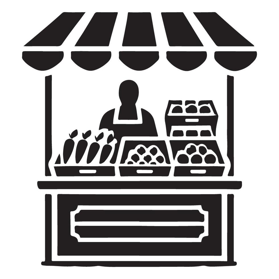 Simple Vegetable Stand Silhouette Illustration vector