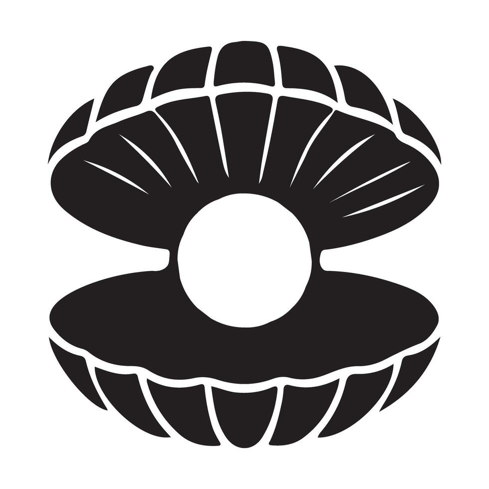 Open Shell with Pearl Silhouette for Jewelry Design vector