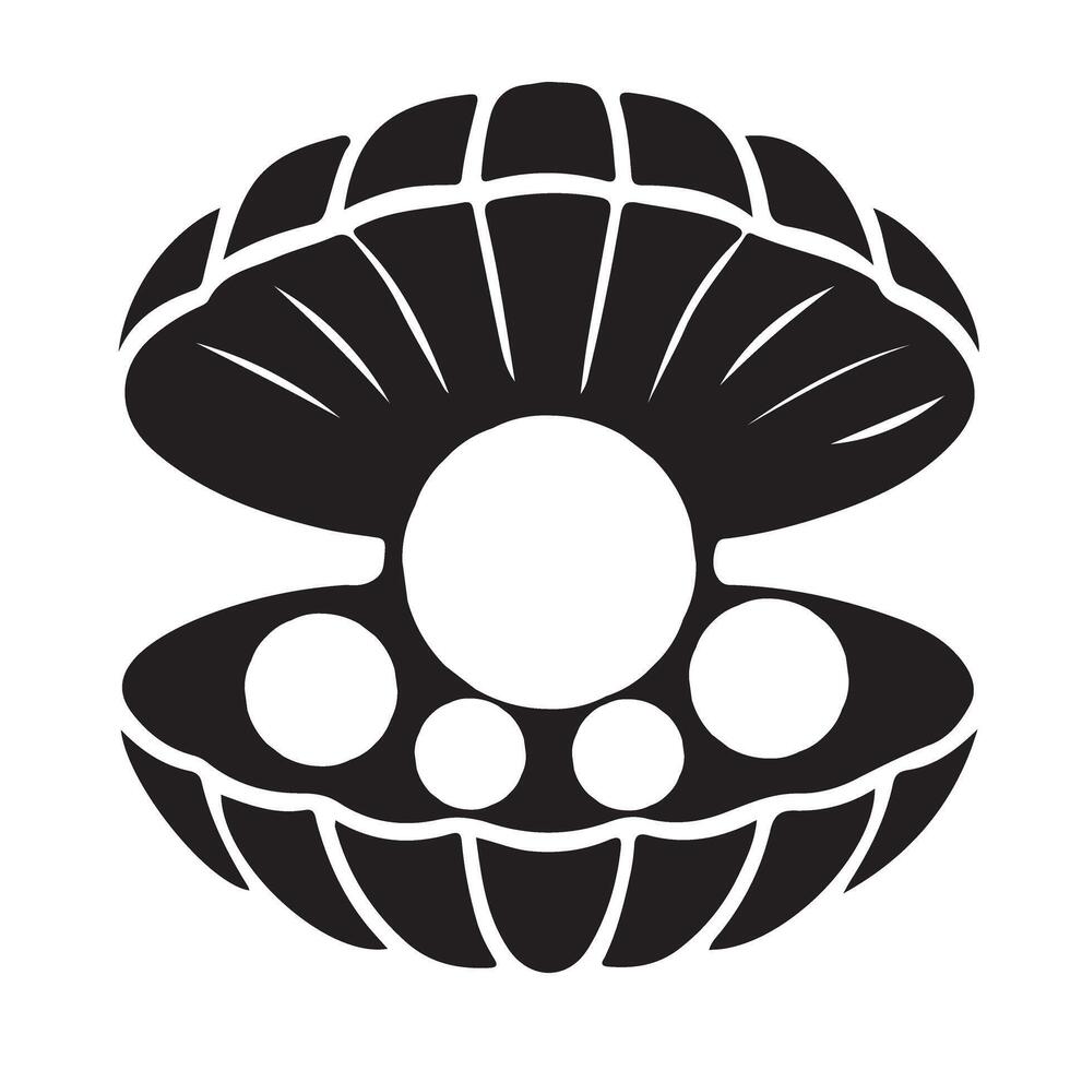 Luxury Pearl in Shell Silhouette Illustration vector