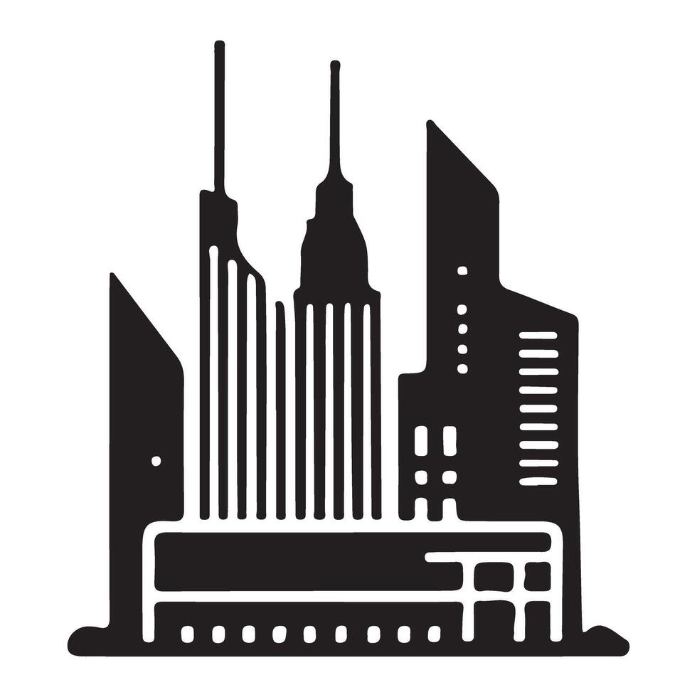 Futuristic City Skyline Silhouette Illustration vector