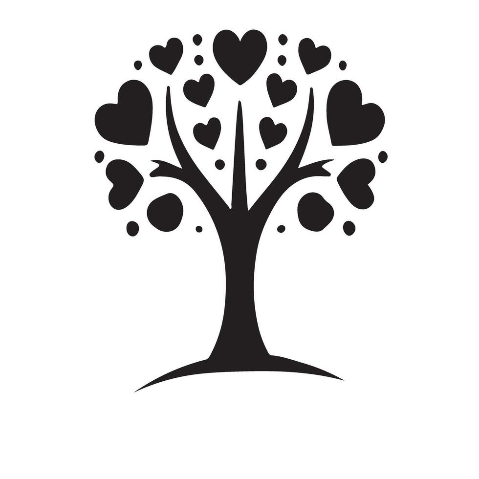 Lovely Heart Shaped Tree Silhouette Illustration Design vector