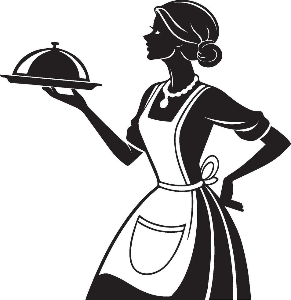 silhouette of a woman in a classic apron vector
