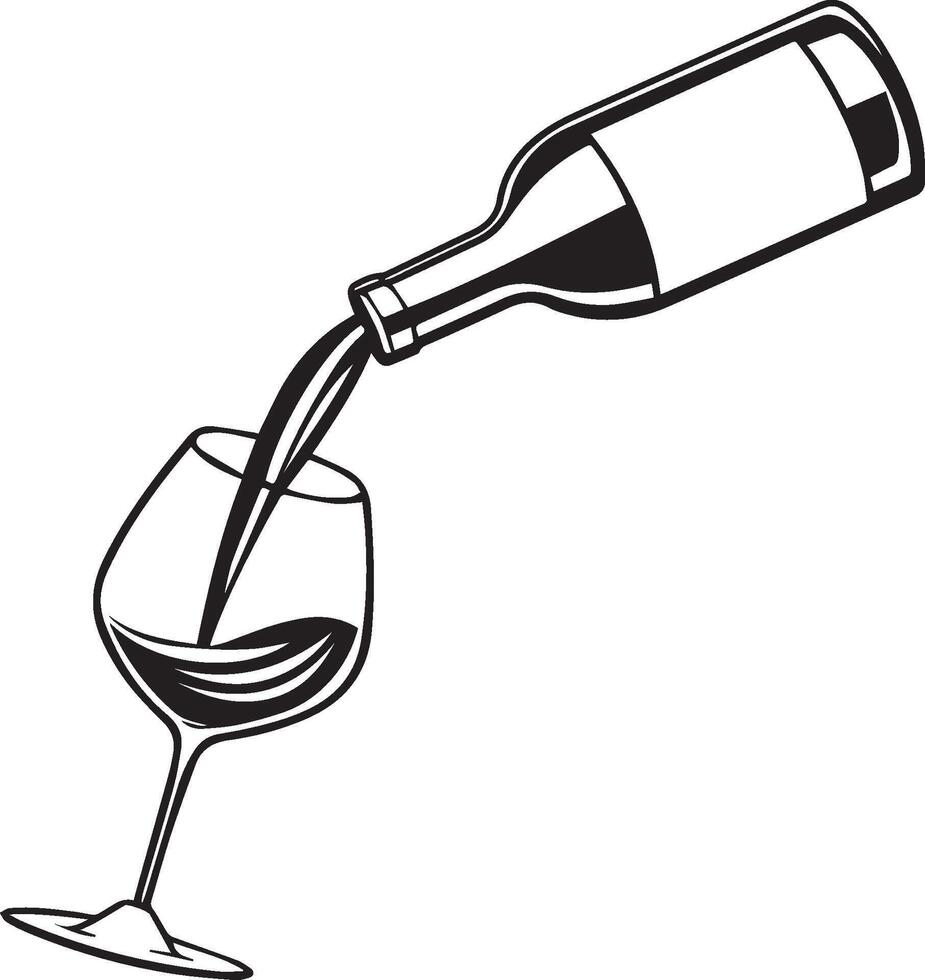 illustration of a bottle of champagne and a glass of champagne vector