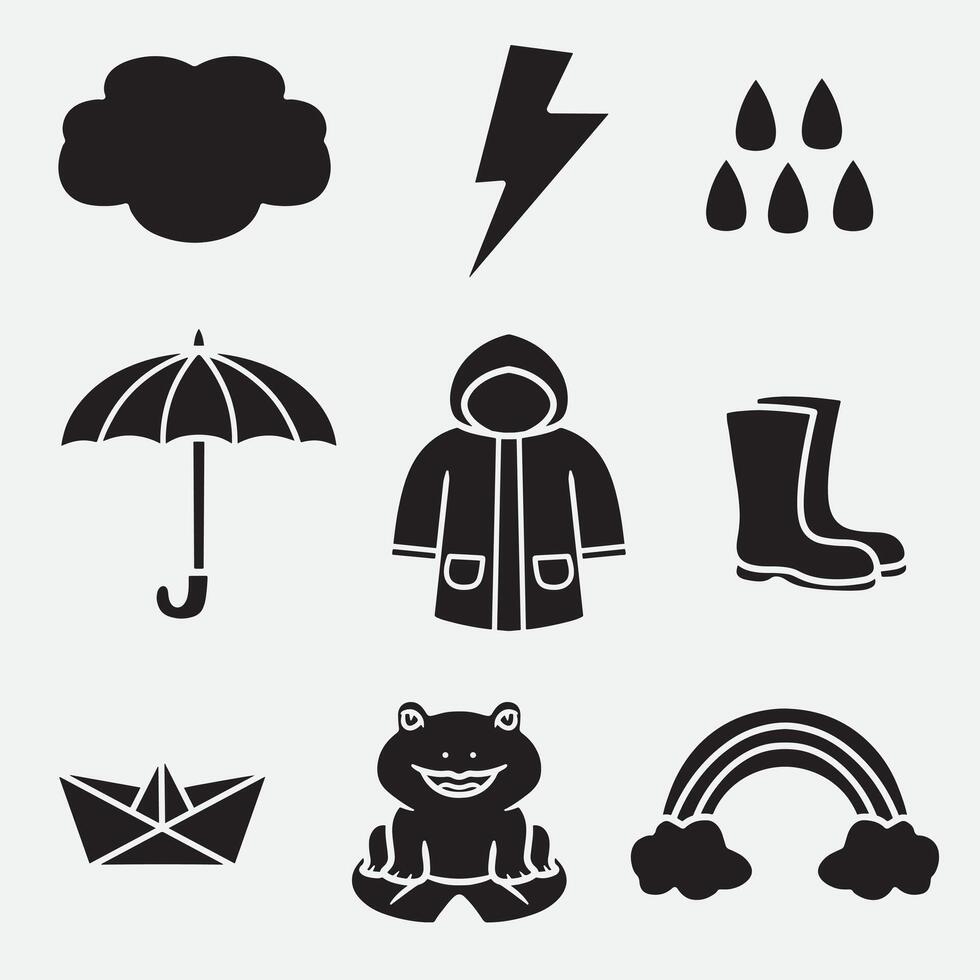 set of rainy good for, icon, symbol, logo, silhouette design, element design, etc vector