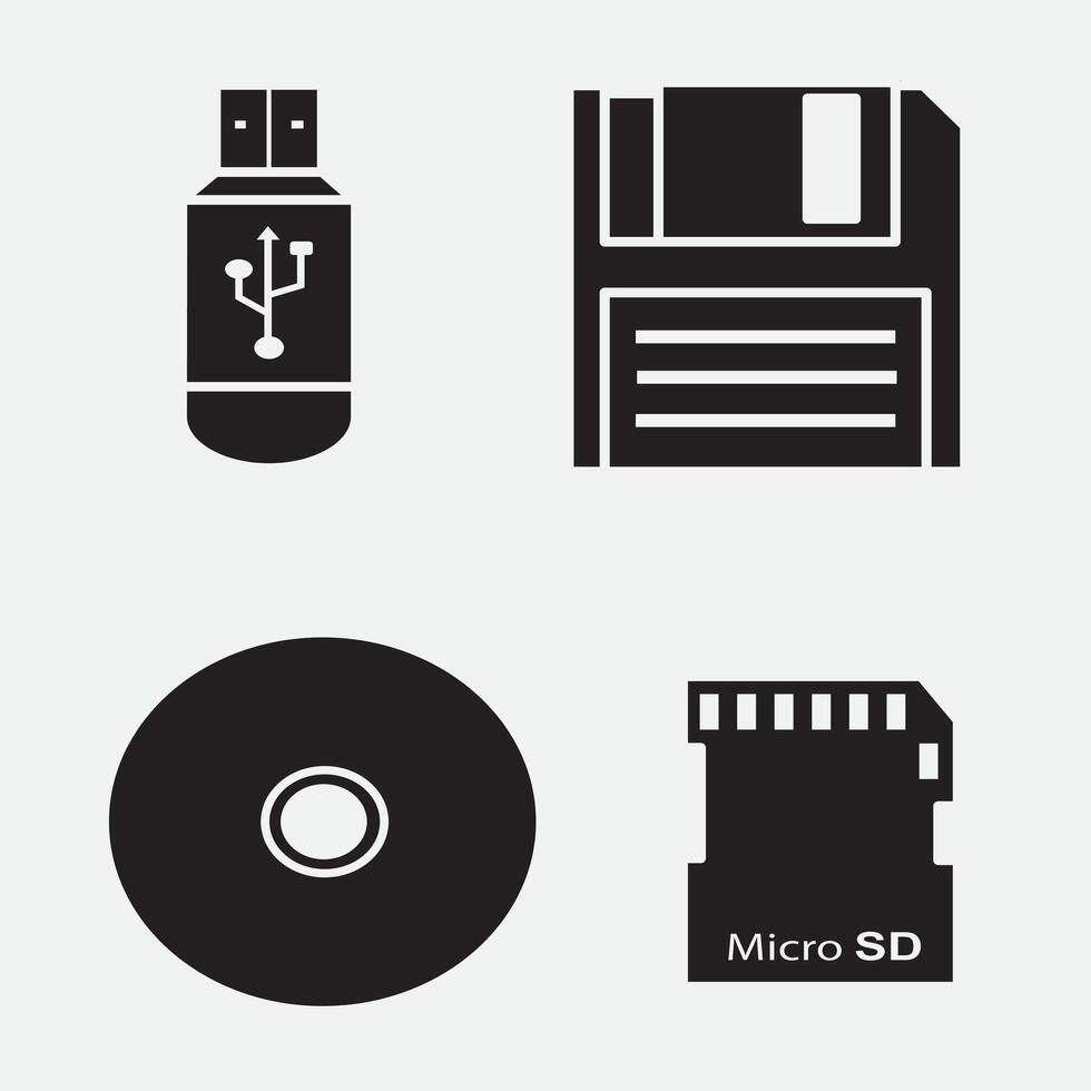 set of memory storage good for icon, symbol, element design, logo, silhouette design, etc vector