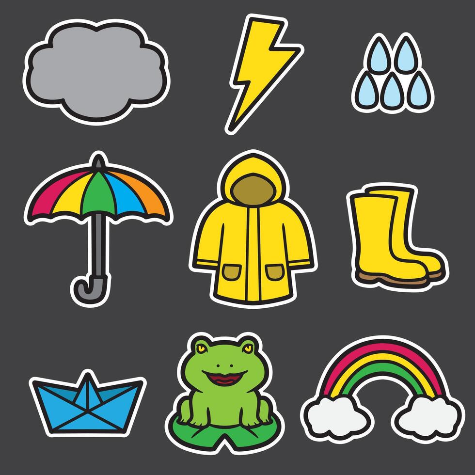 set of rainy good for sticker, badge, element design, icon, printable, etc vector