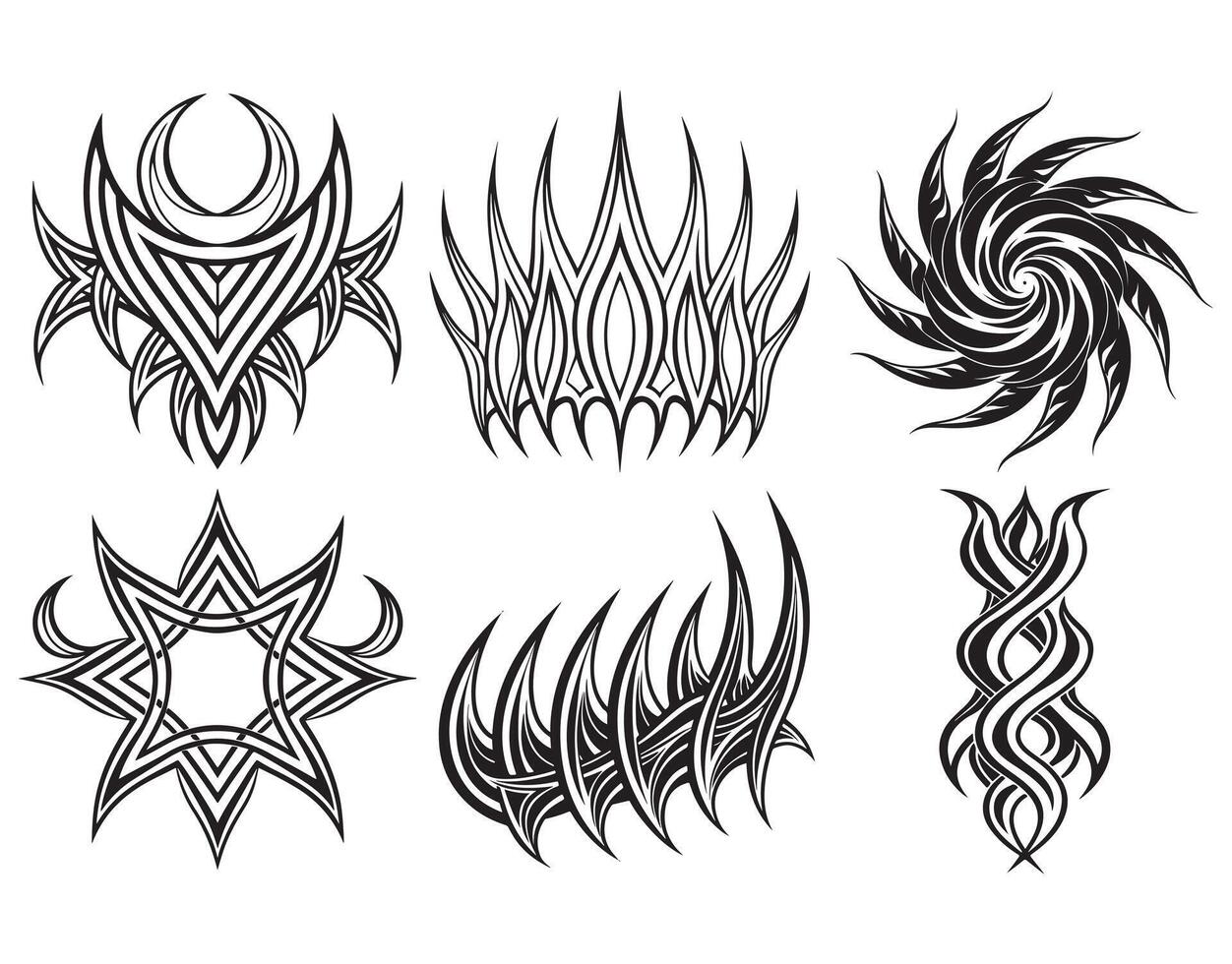 Abstract Tribal Tattoo Pattern Set vector