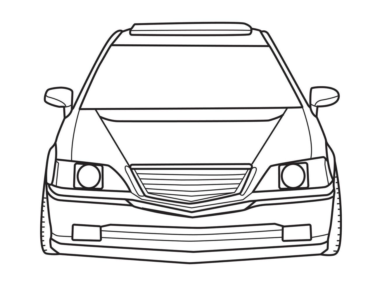 Front side view classic car line artwork vector