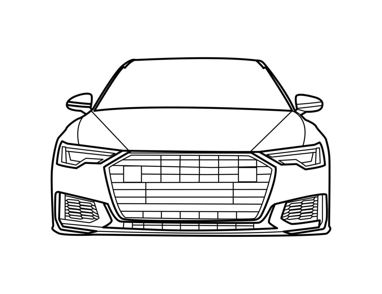 Front view of luxury car line artwork vector