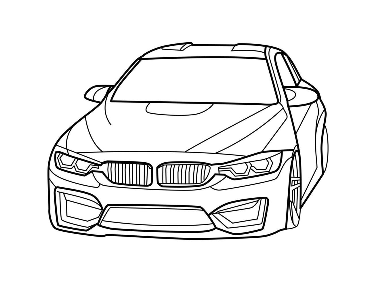 Front side view of luxury suv car line art illustration vector