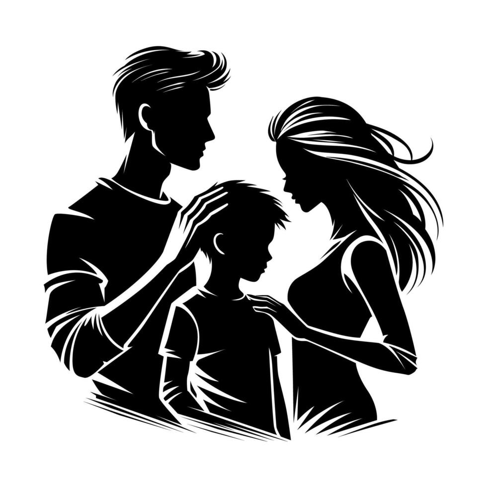 Silhouette of happy family . Element design for poster, business advertising, backdrop, banner. Eps 10 vector