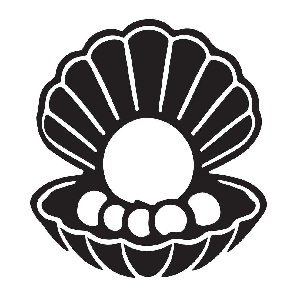 Elegant Pearl in Shell Silhouette Illustration vector