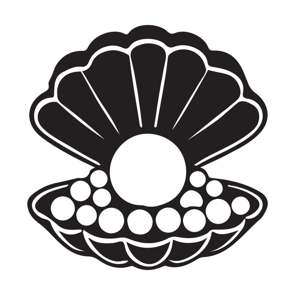 Pearl and Shells Silhouette Illustration vector