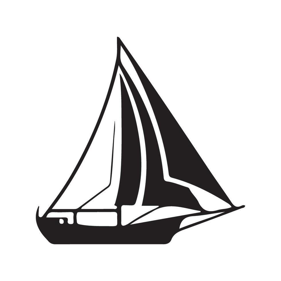 Sailing Yacht Silhouette Illustration Design vector