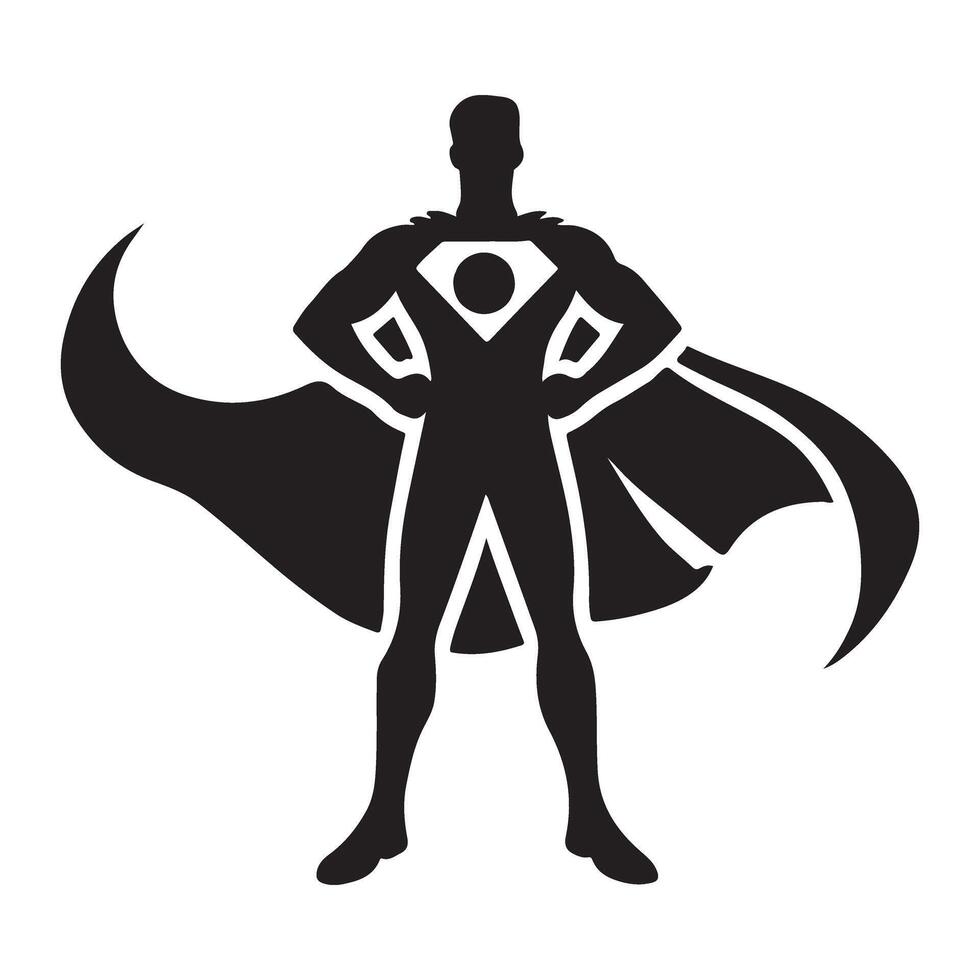 Superhero Silhouette Standing Proud in a Powerful Pose vector