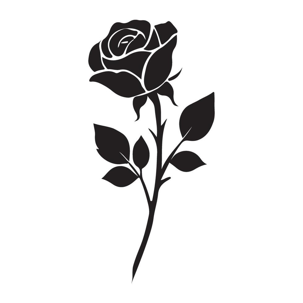 Single Rose Silhouette Art vector