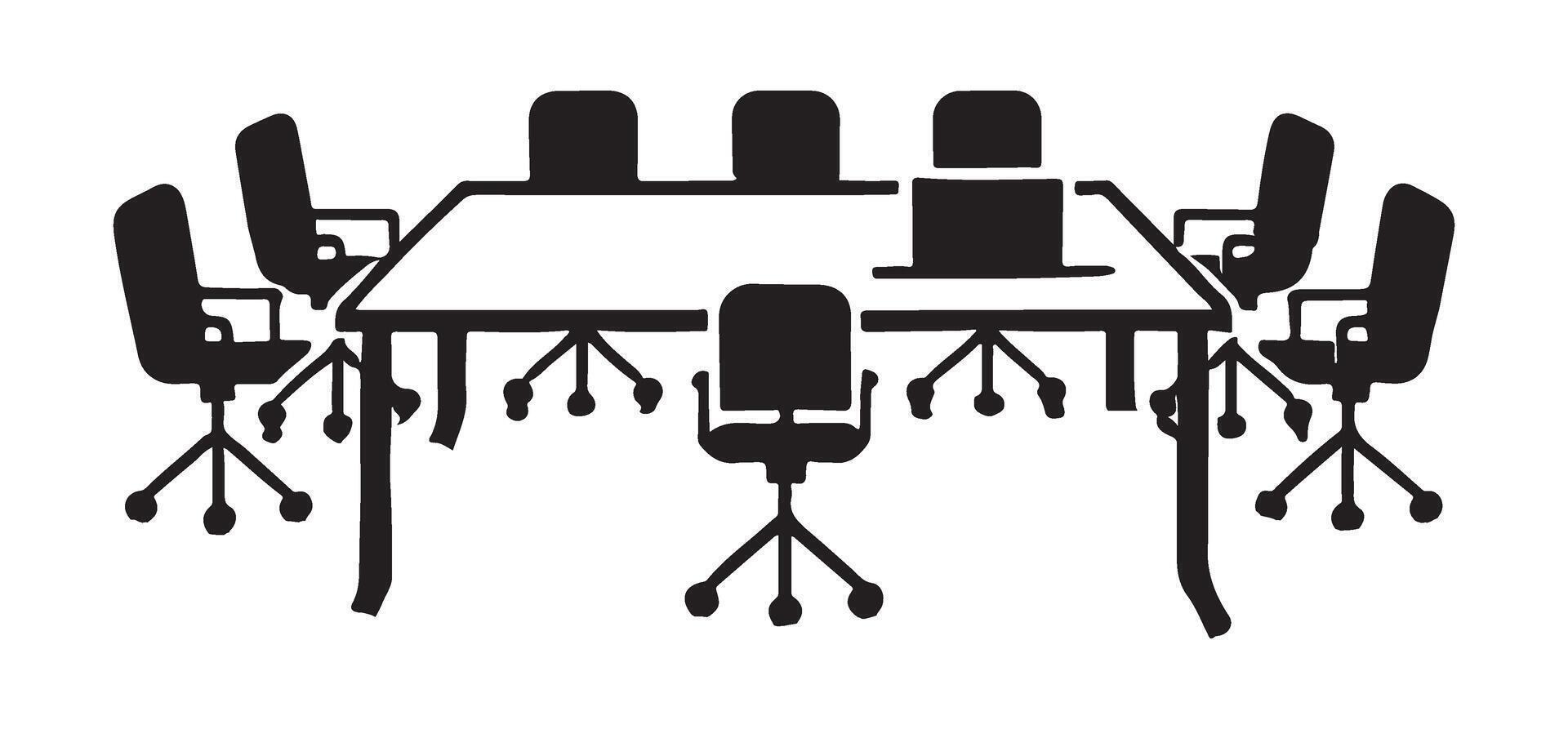 Small Meeting Room with Chairs Silhouette Illustration vector