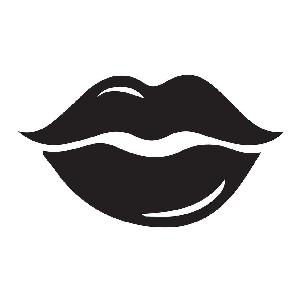 Simple Black Lips Silhouette Graphic vector