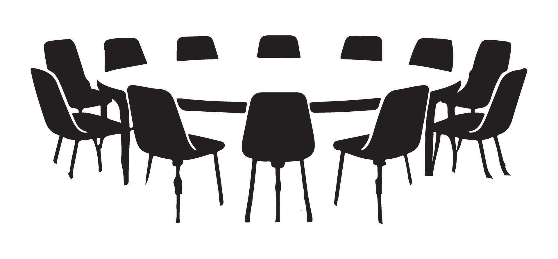 Simple Round Table with Chairs Silhouette Illustration for Meetings vector