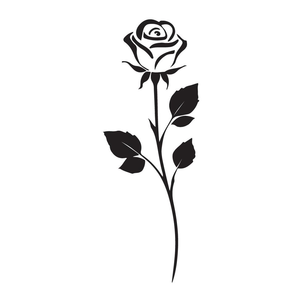 Single Elegant Rose Silhouette Design vector