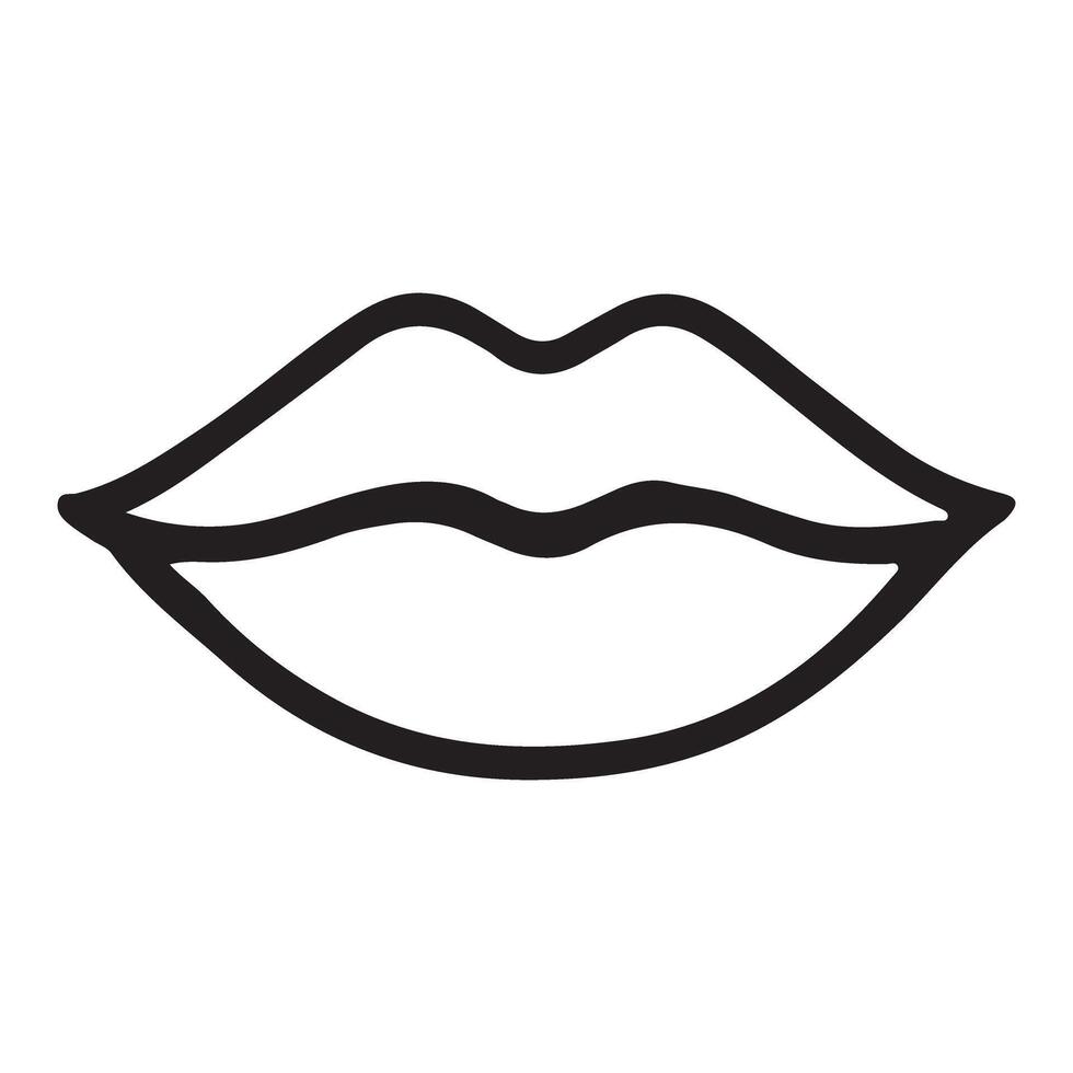 Simple Line Art Illustration of Feminine Lips vector
