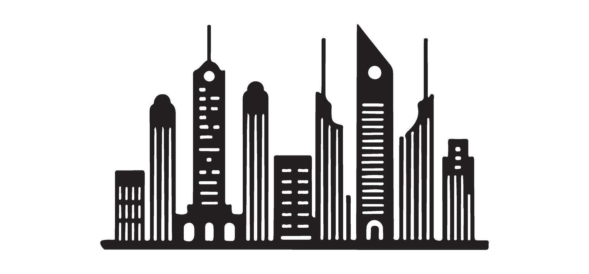Modern City Skyline Silhouette Illustration Design vector