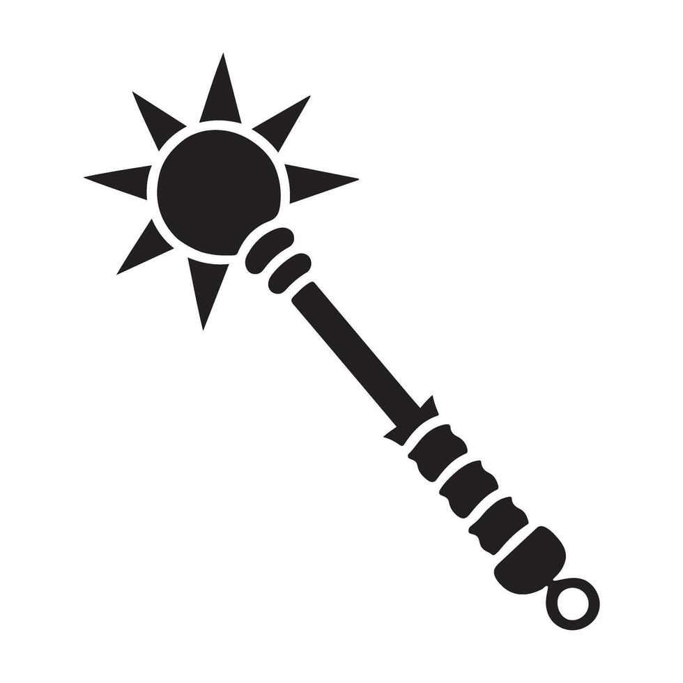 Medieval Morning Star Weapon Silhouette Graphic vector